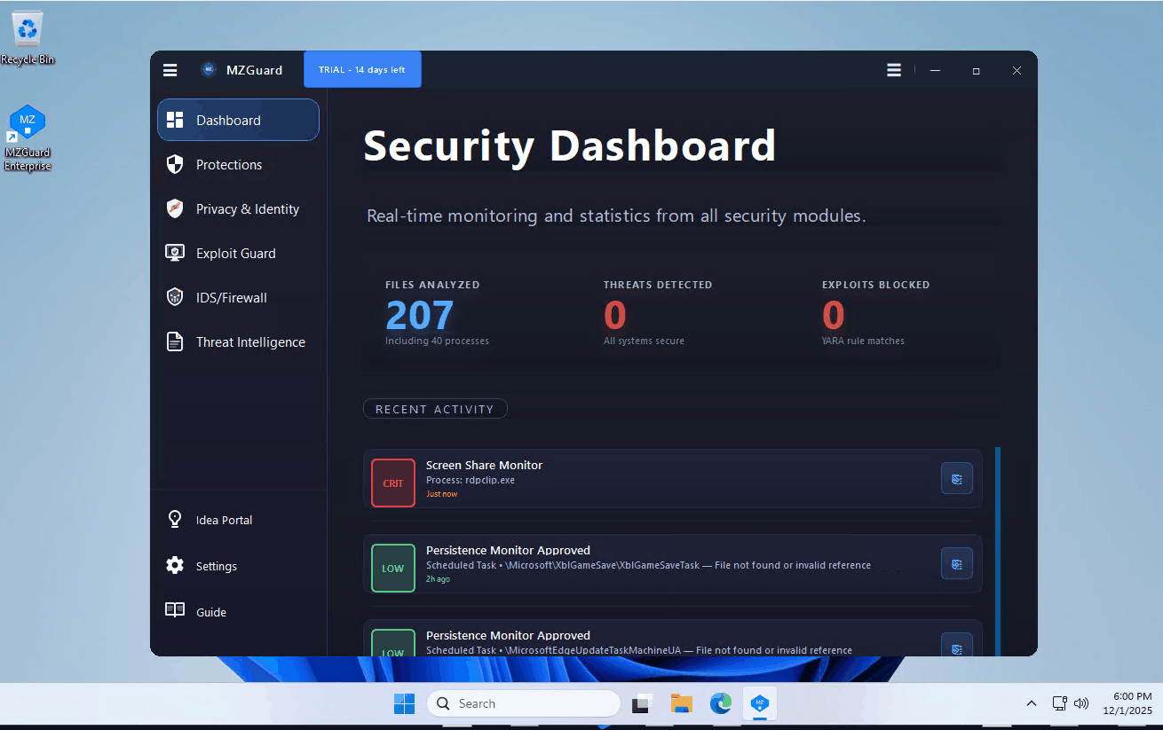 MZGuard Real-Time Monitoring